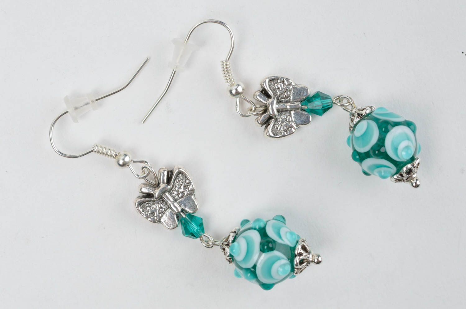 Beautiful glass earrings handmade unusual accessory designer earrings photo 2