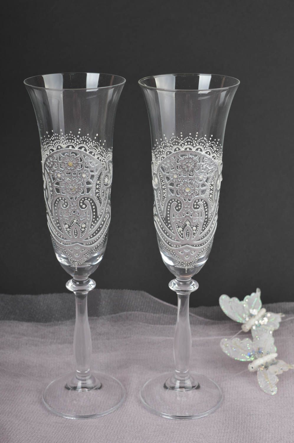 Handmade glasses for wedding glasses for newlyweds wedding attributes photo 1