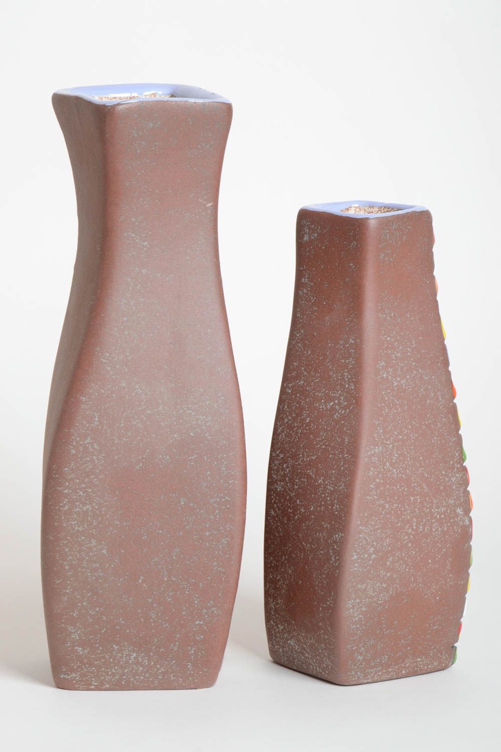 Handmade art vase set of two ceramic 60 oz, 40 oz, 9 inches, 11 inches vases 4,6 lb photo 4