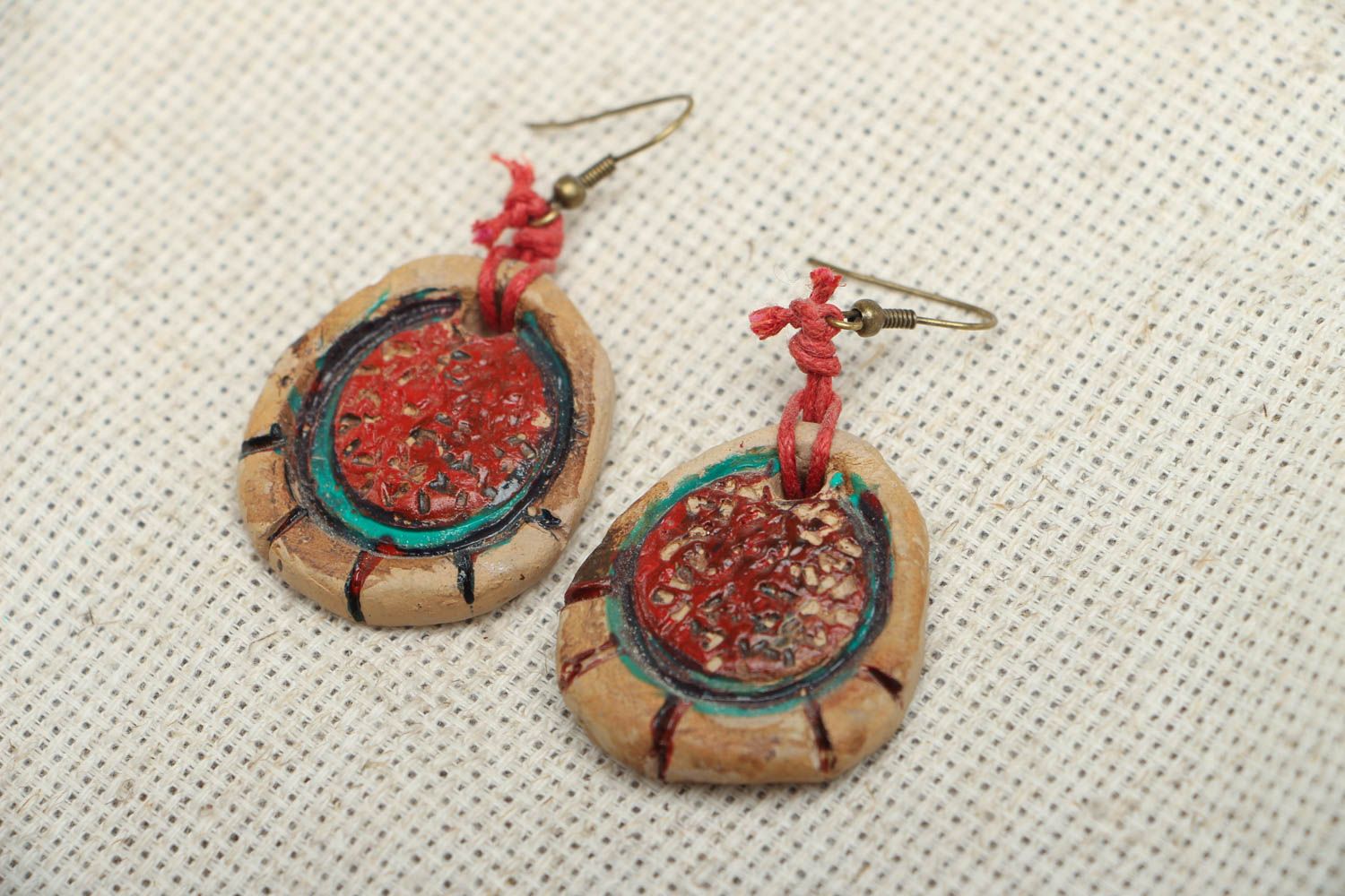 Ceramic earrings with charms photo 1