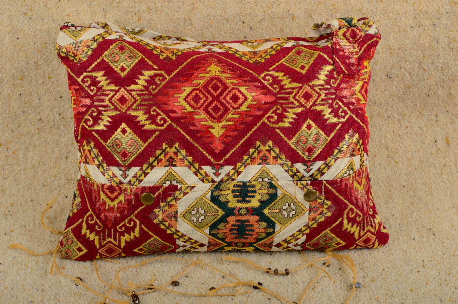 Shoulder bag handmade textile purse brown ladys bag ethnic style purse nice gift photo 1