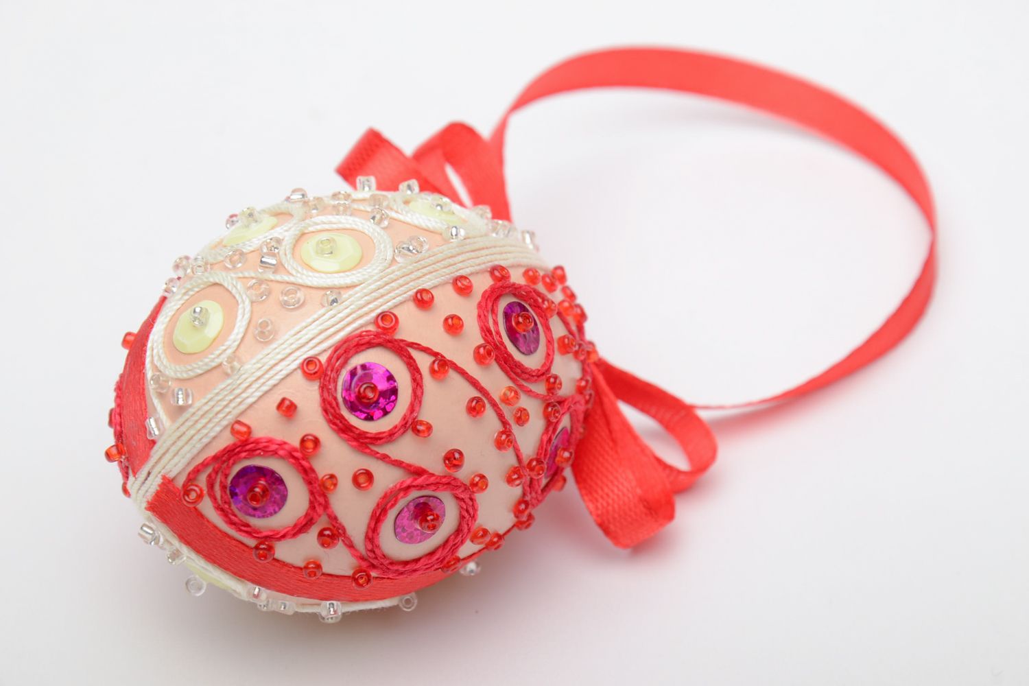 Interior pendant egg with beads and threads photo 4
