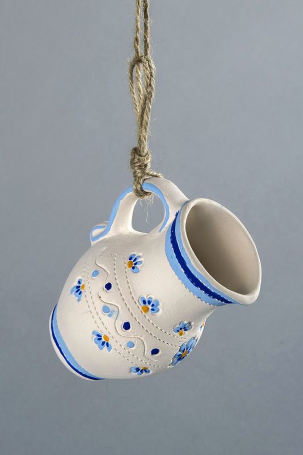 The handmade ceramic white jug on the rope 0,21 lb photo 4