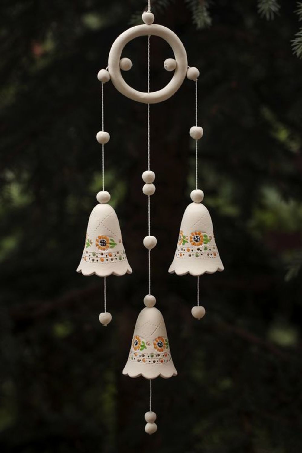 Ceramic bells with cords photo 1