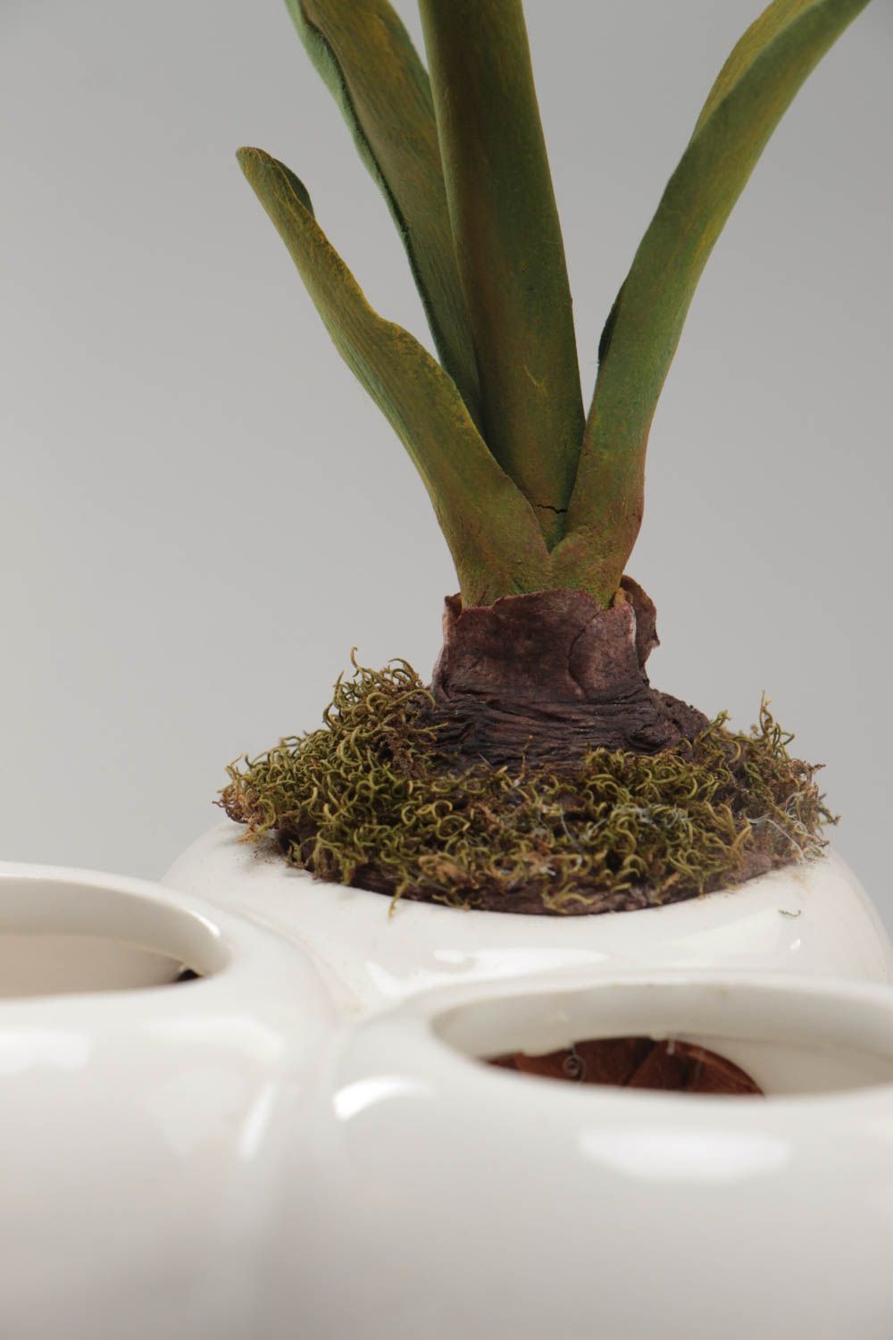 Fleur artificielle jacinthe en pâte polymère dans un pot céramique faite main photo 4