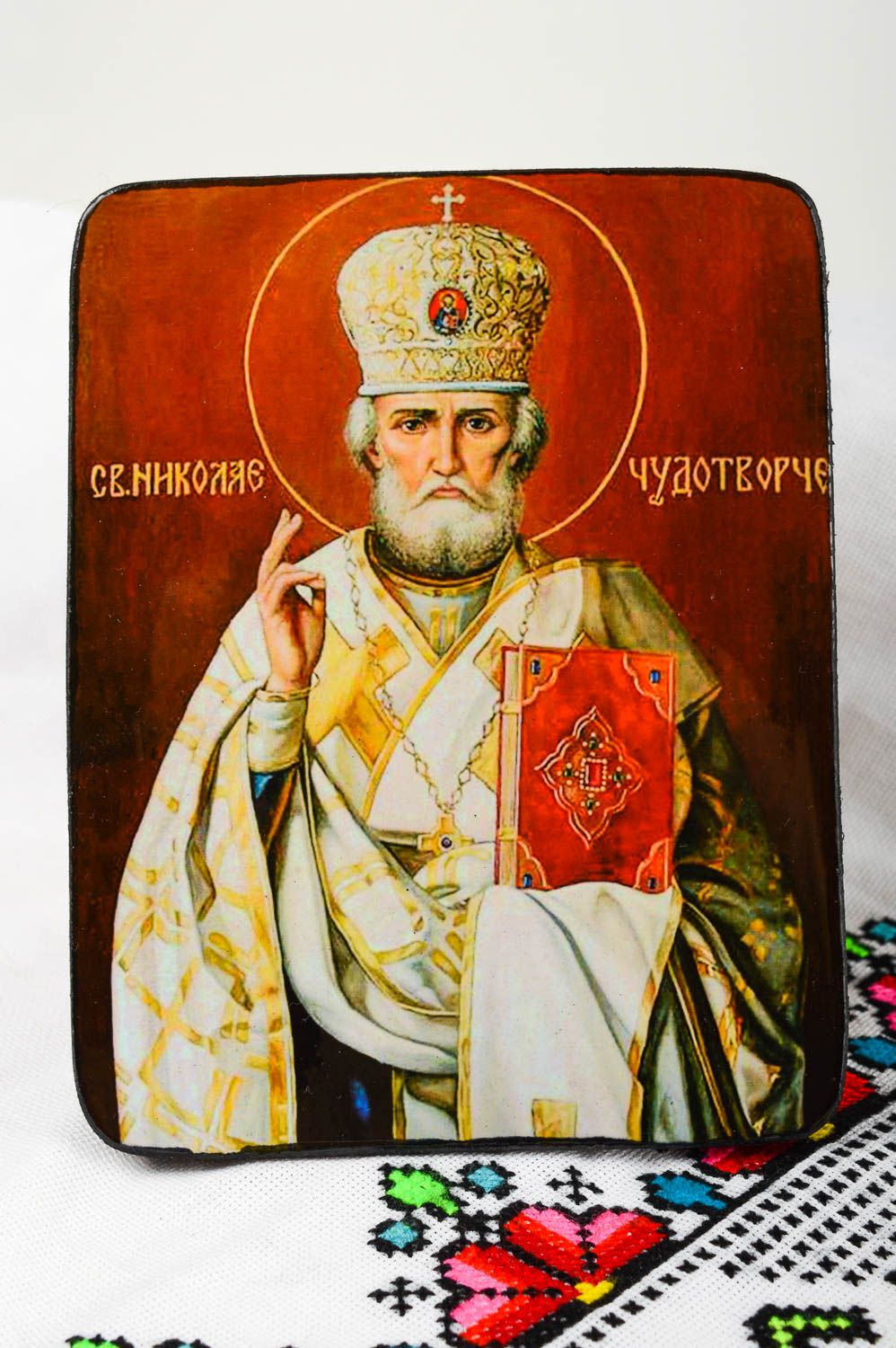 Икона ручной работы икона Николая Чудотворца православная икона красивая фото 1