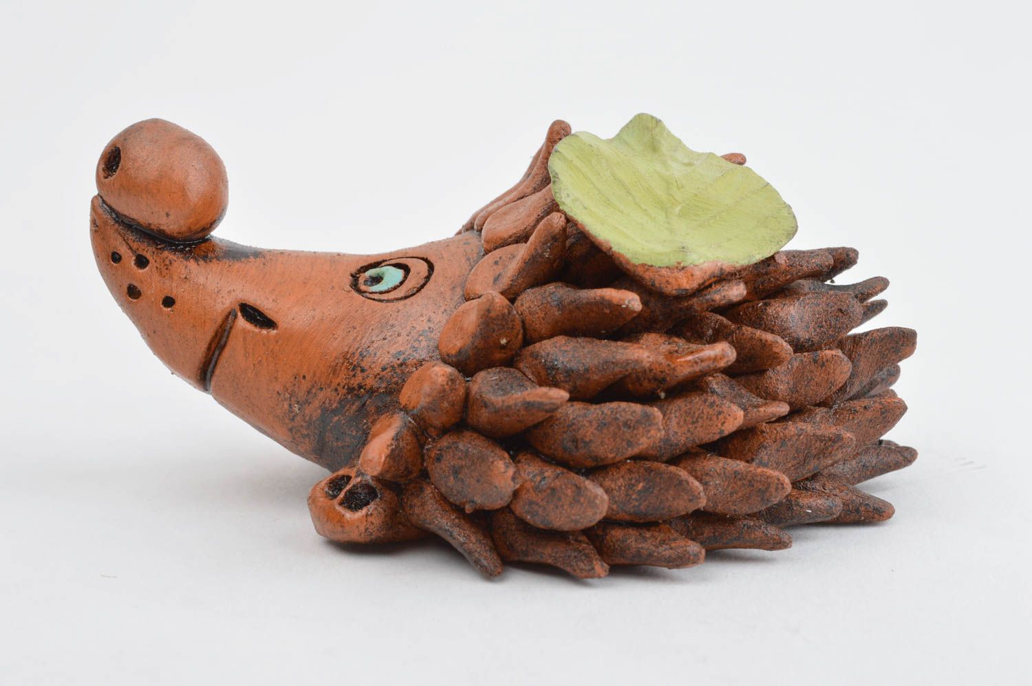Handmade Keramik Figur Kinder Geschenk Wohnzimmer Deko aus Ton Igel lustig foto 2
