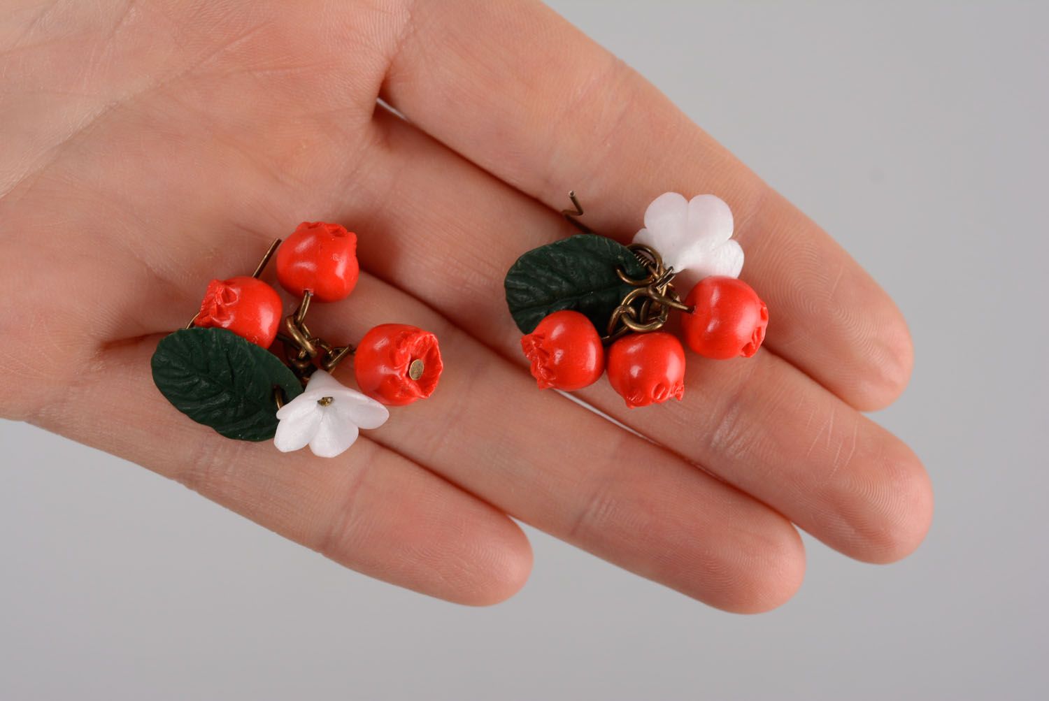 Handmade polymer clay earrings Berries photo 4