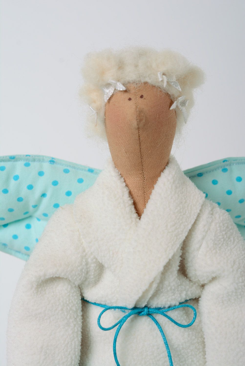Handmade designer soft toy sewn of felt and fleece Fairy for cotton swabs photo 3