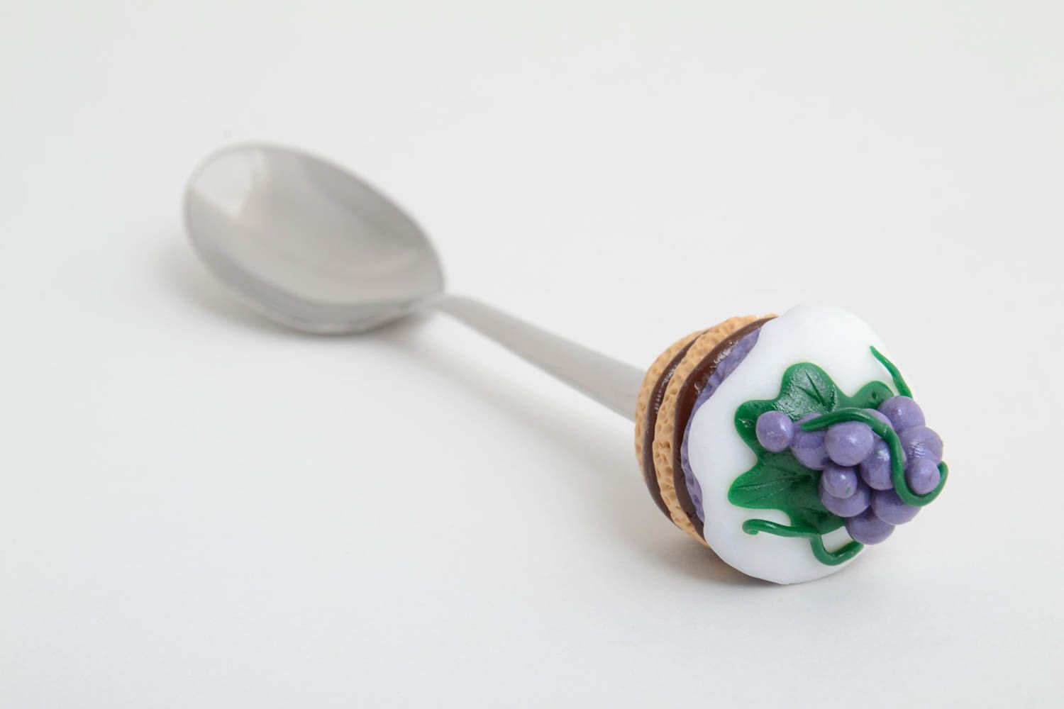 Handmade teaspoon polymer handle unusual cutlery decorative tableware  photo 2