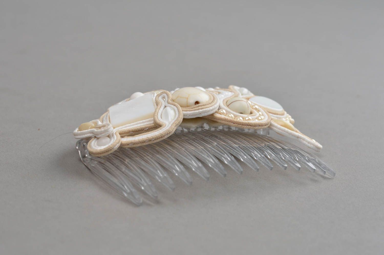 Bridal hair comb handmade hair accessories soutache jewelry gift ideas for her photo 3