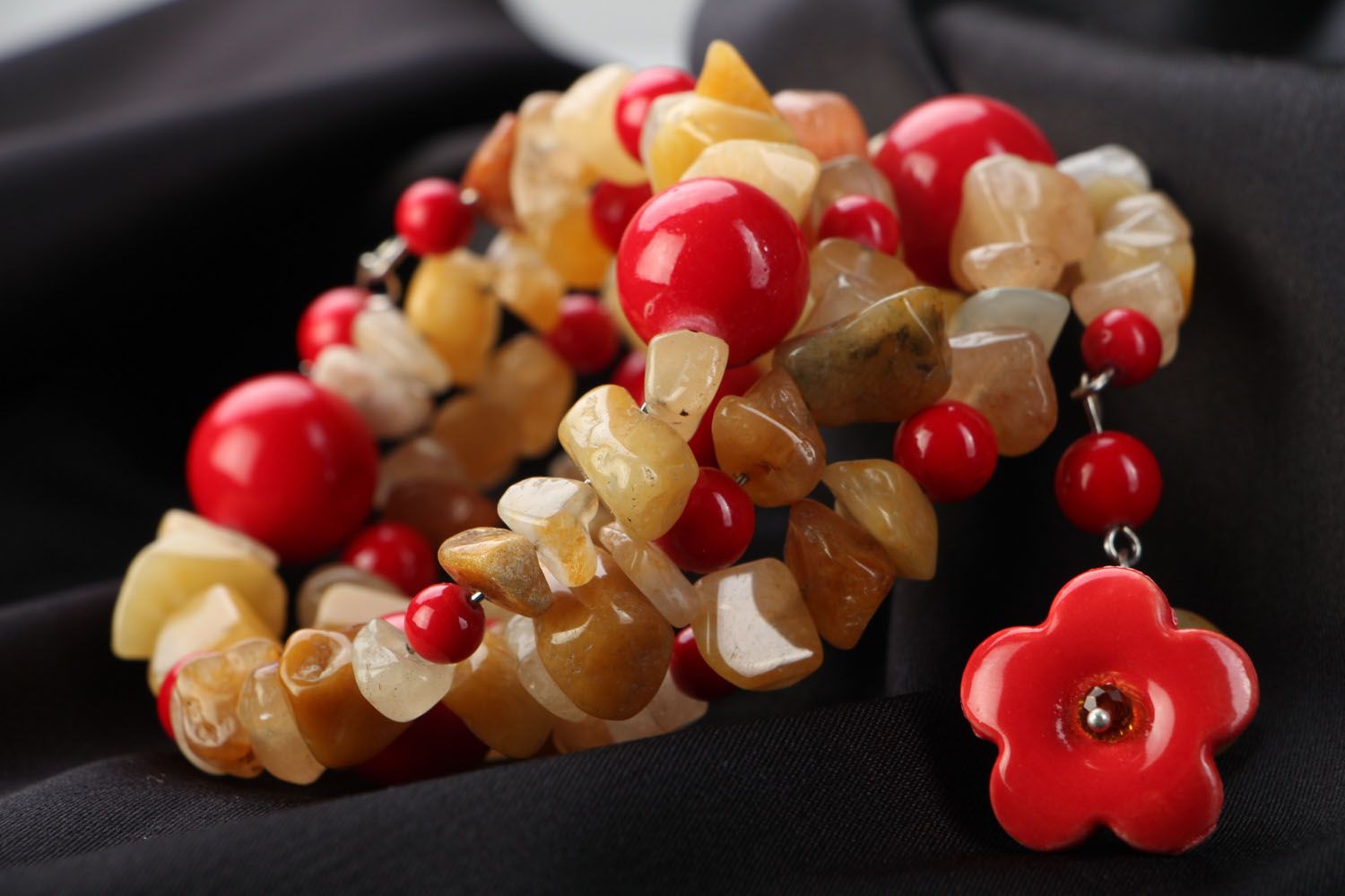 Multirow bracelet with coral and tsitrin photo 3
