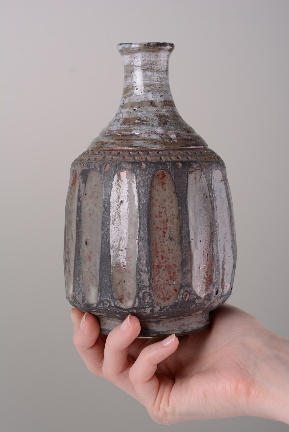Unusual handmade ceramic carafe designer wine bottle photo 4