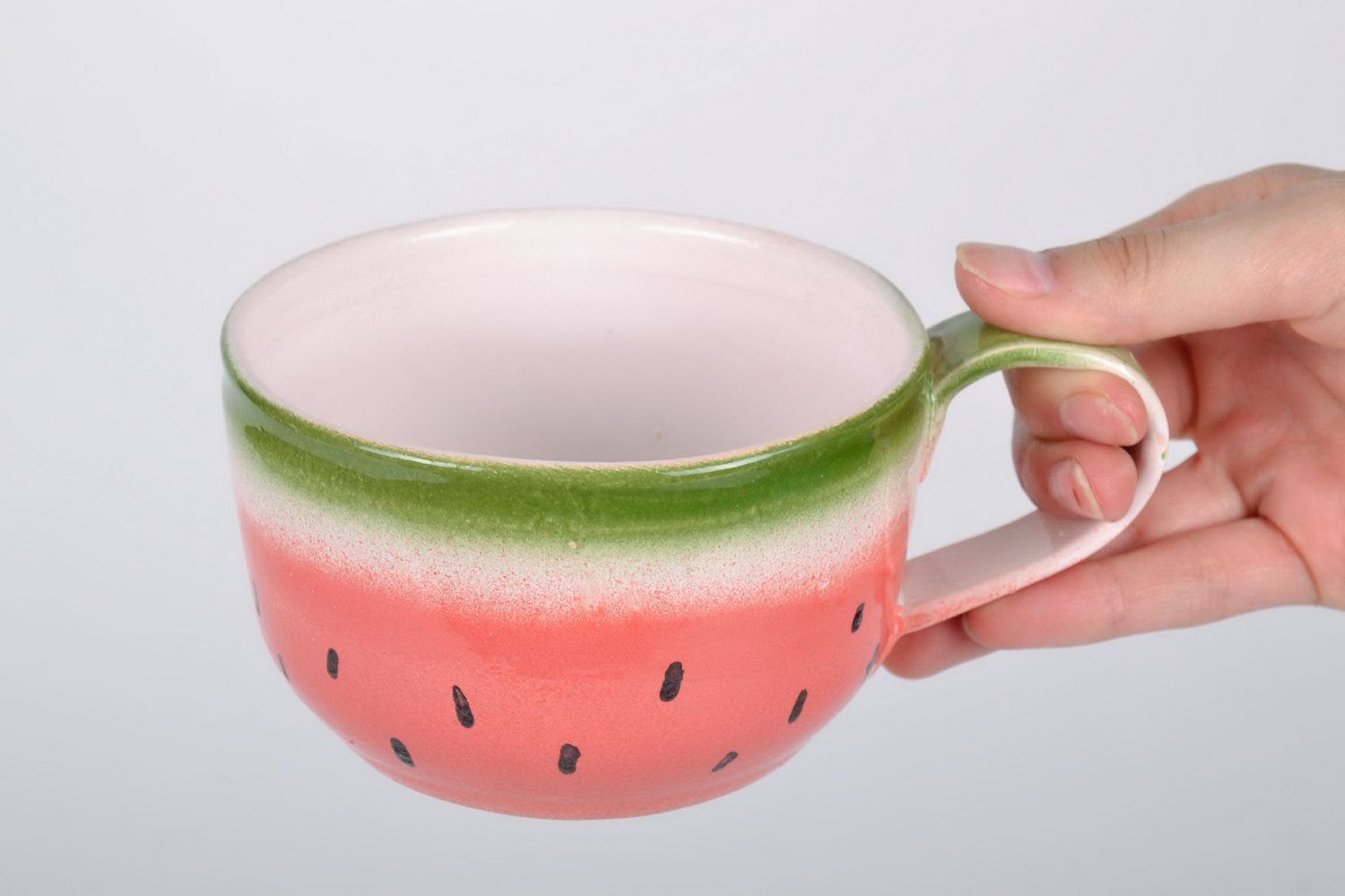 Glazed 5 oz tea cup in watermelon pattern  photo 5