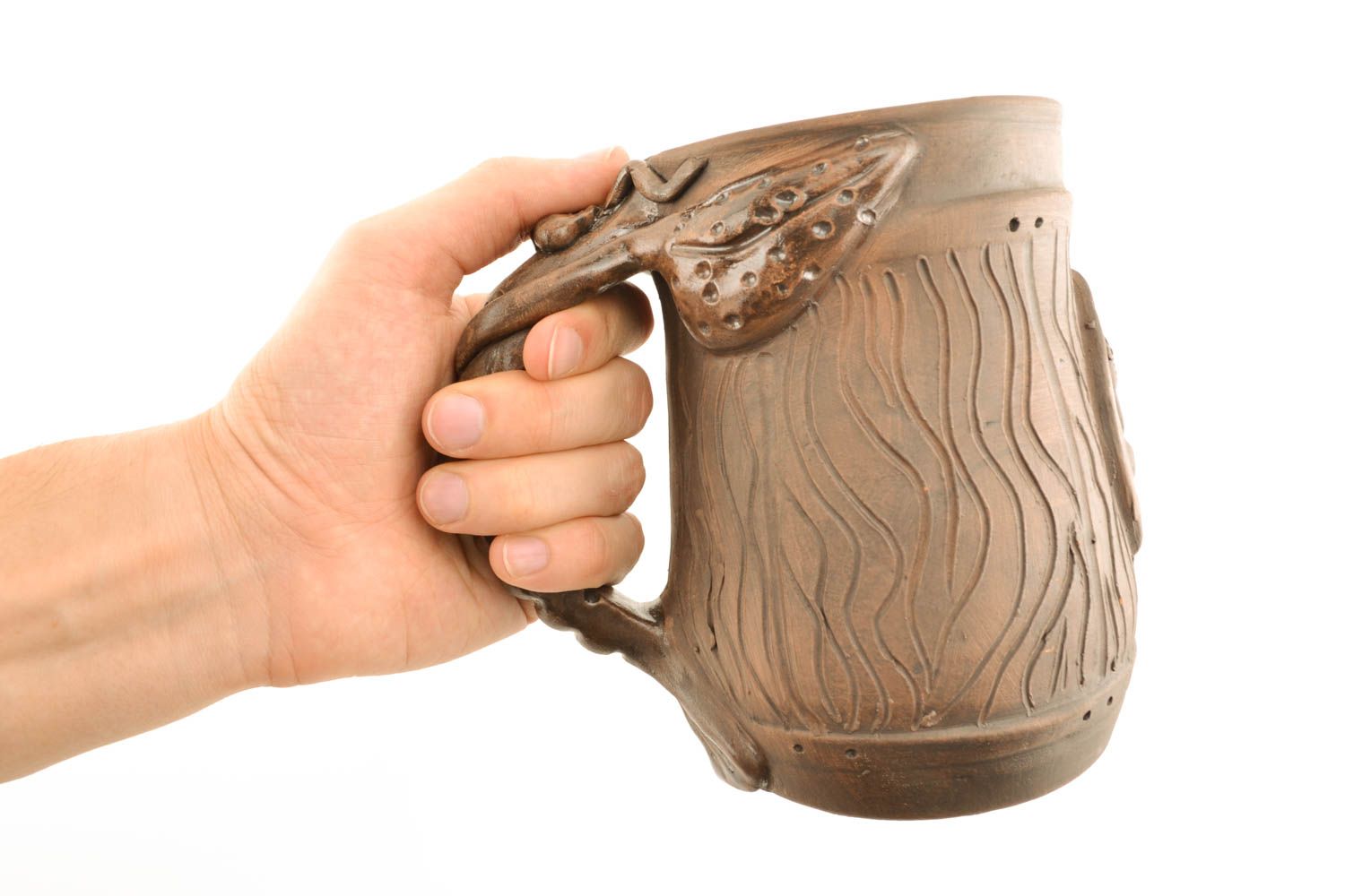 Ceramic beer mug with handle in the shape of crawfish photo 3