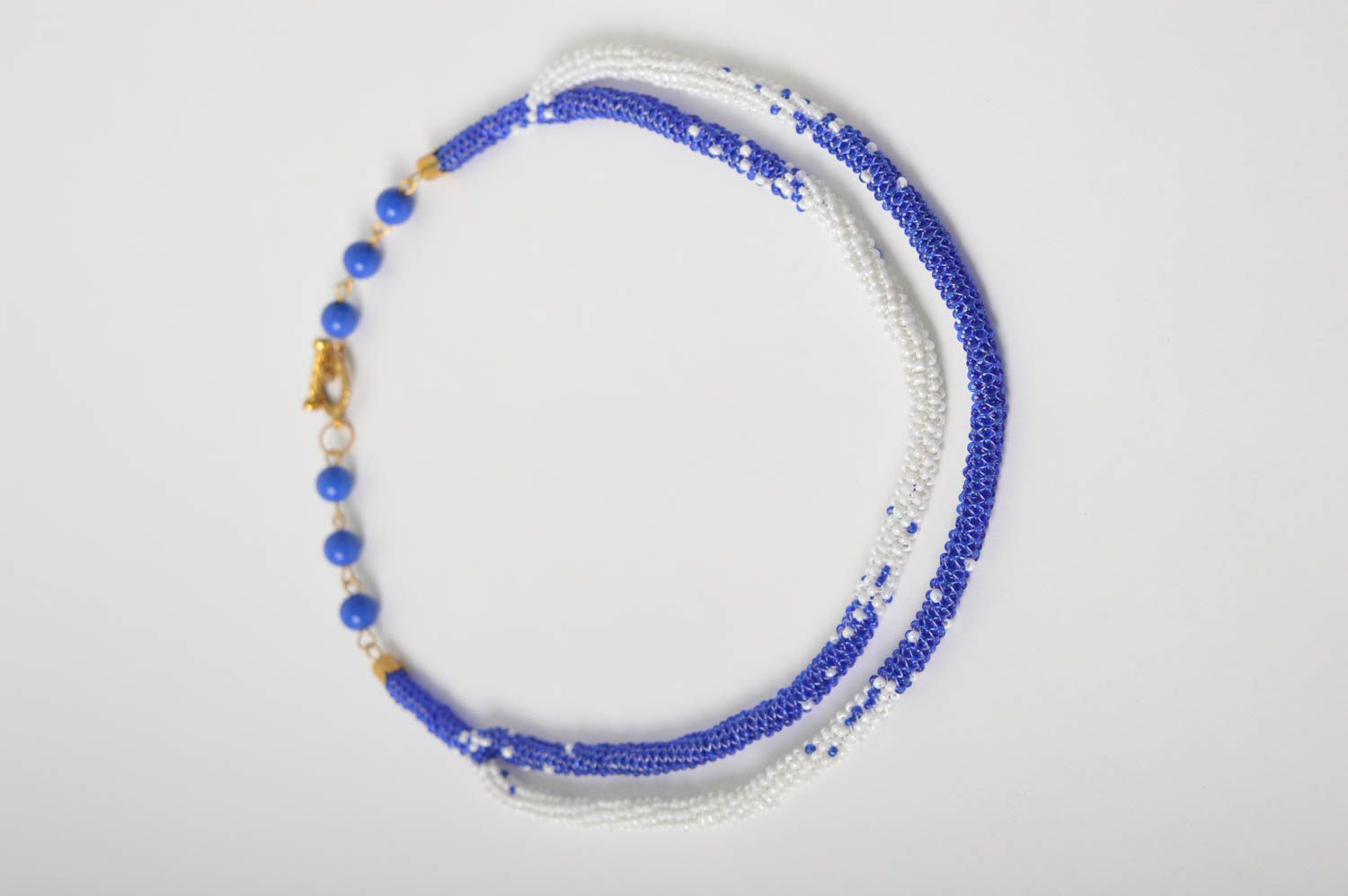 Handmade Schmuck Rocailles Kette Collier Halskette Accessoires für Frauen blau foto 2