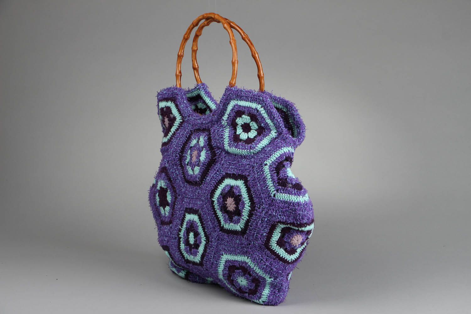 Purse made of cotton threads photo 2