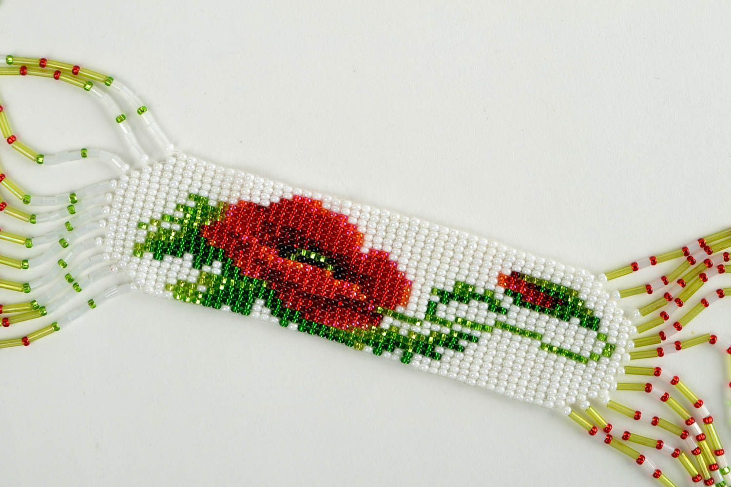 Handcrafted accessory designer beaded necklace crocheted beaded gerdan poppy photo 4