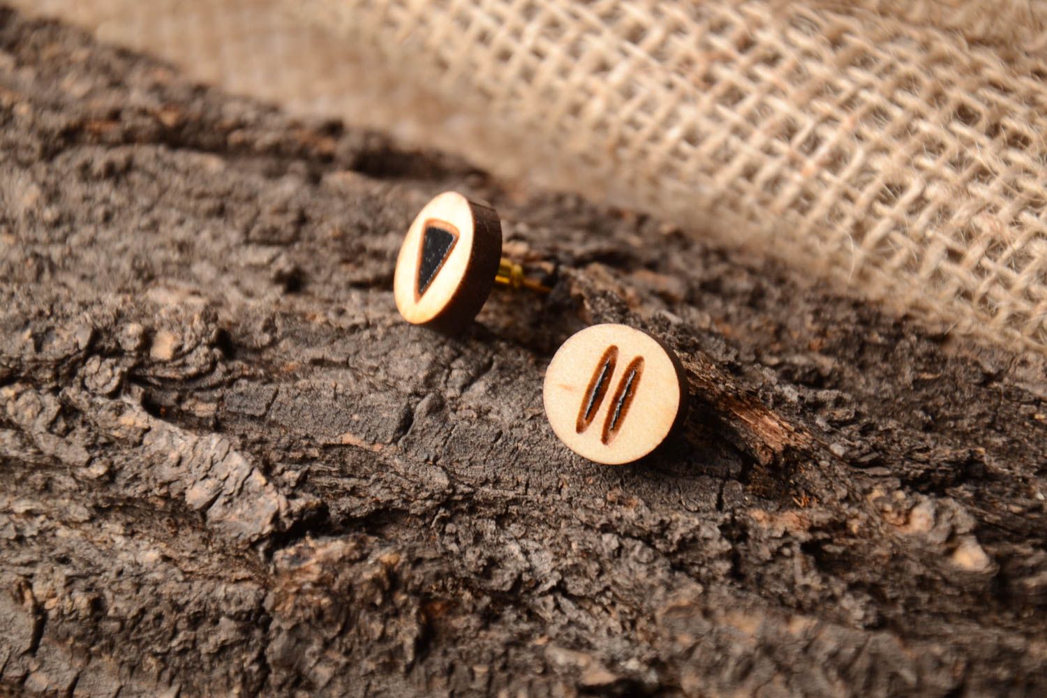 Unusual handmade wooden earrings artisan jewelry designs stud earrings photo 1