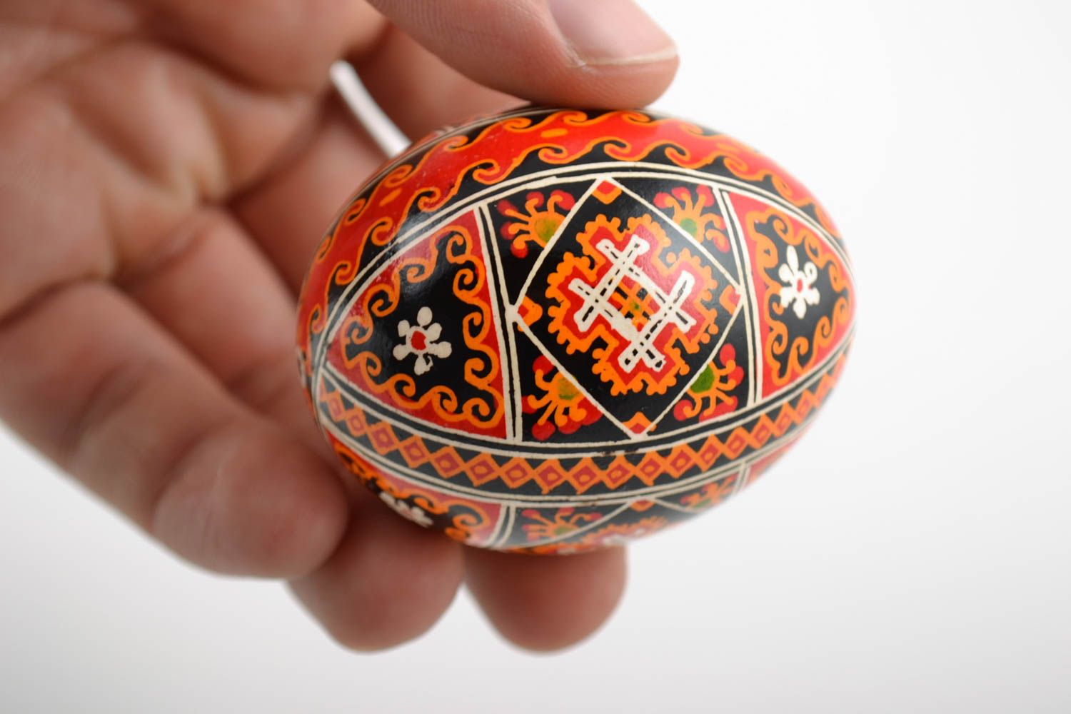 Beautiful Easter chicken egg painted with acrylics handmade decorative pysanka  photo 2