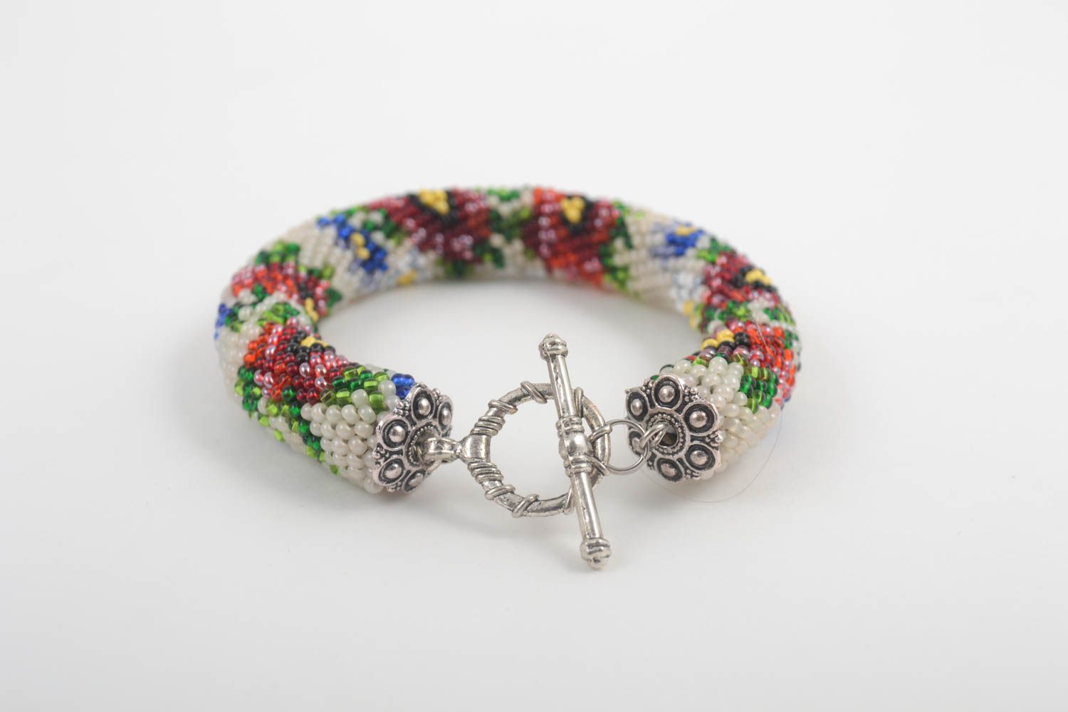 Handmade beaded wrist bracelet elegant beaded cord stylish accessory gift photo 1