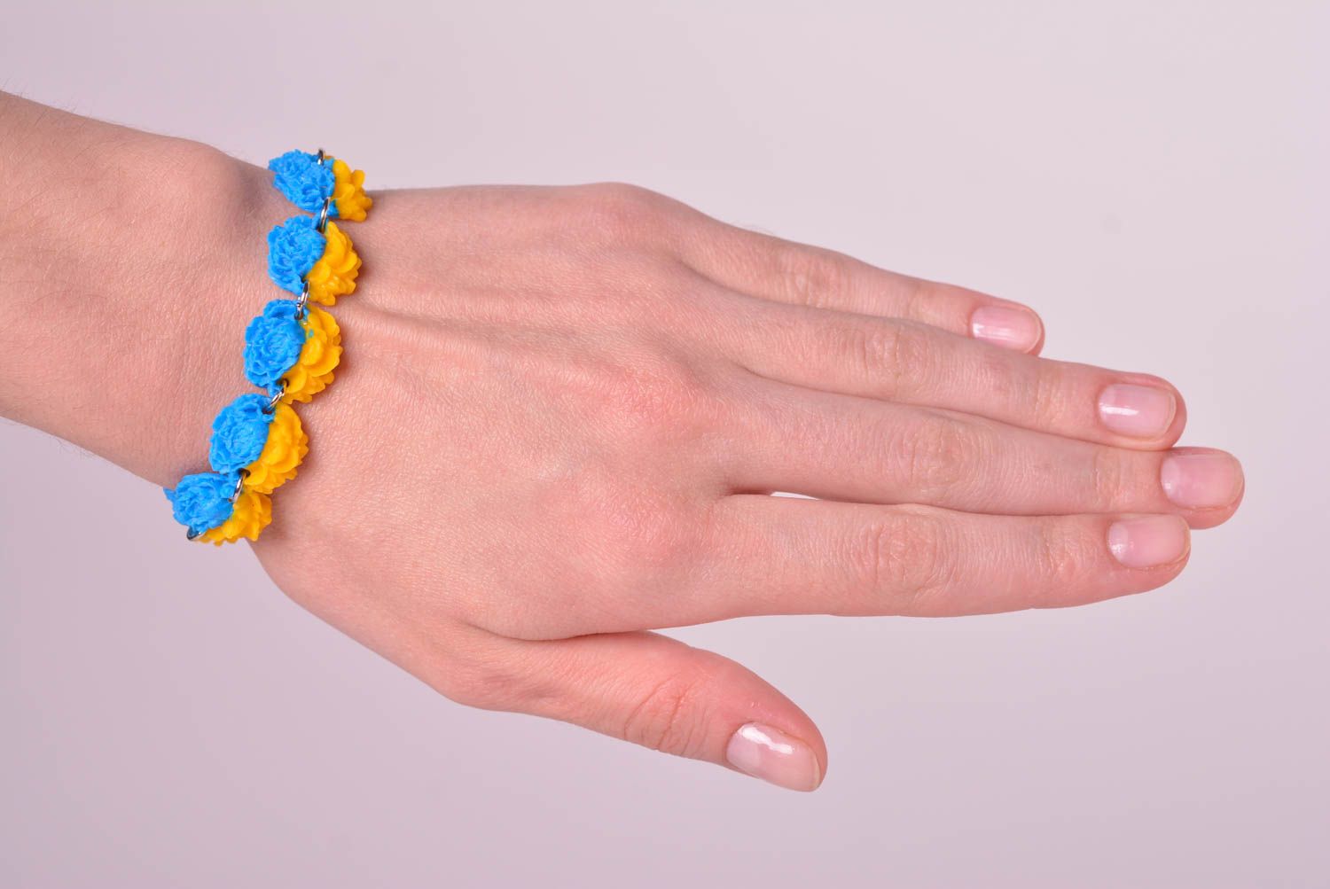 Tennis clay yellow and blue flowers charm bracelet for women photo 2