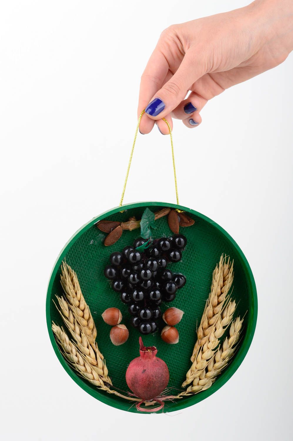 Настенное панно ручной работы композиция из овощей и фруктов декор интерьера фото 2