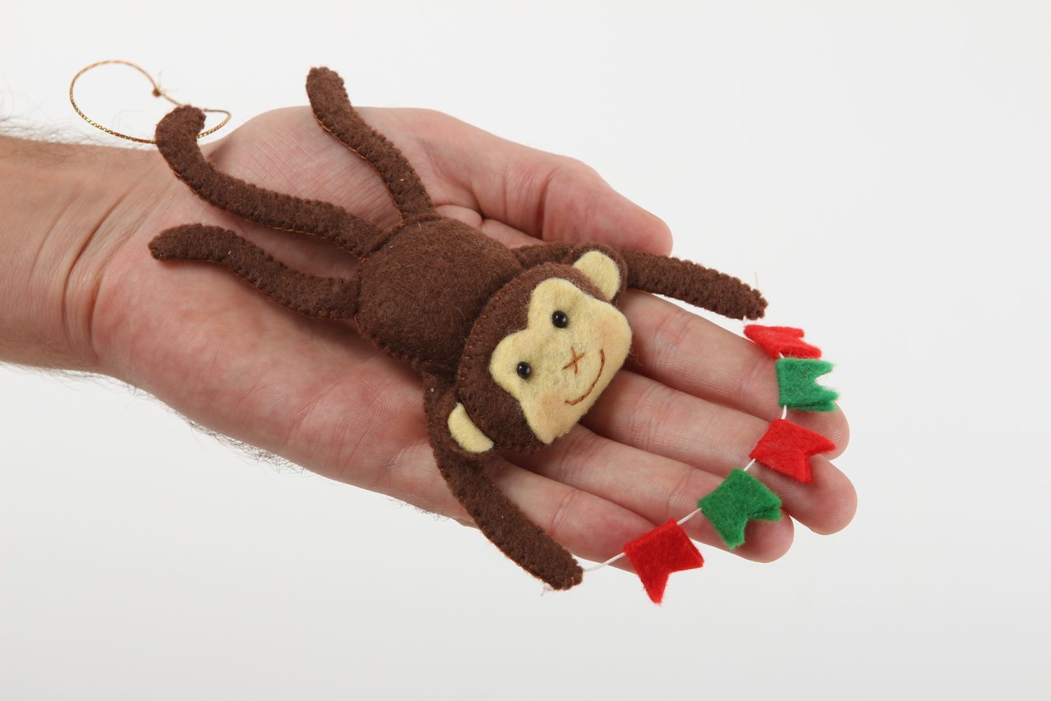Déco fait main Jouet à suspendre singe en feutre design Décoration Noël photo 5