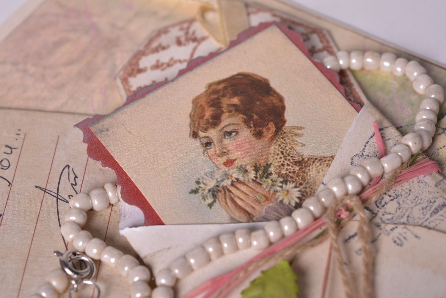 Tarjeta decorada a mano postal de amor romántica regalos original para amiga foto 2