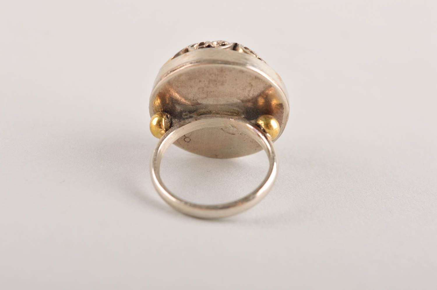 Кольцо ручной работы кольцо из мельхиора со смальтой металлическое украшение фото 5