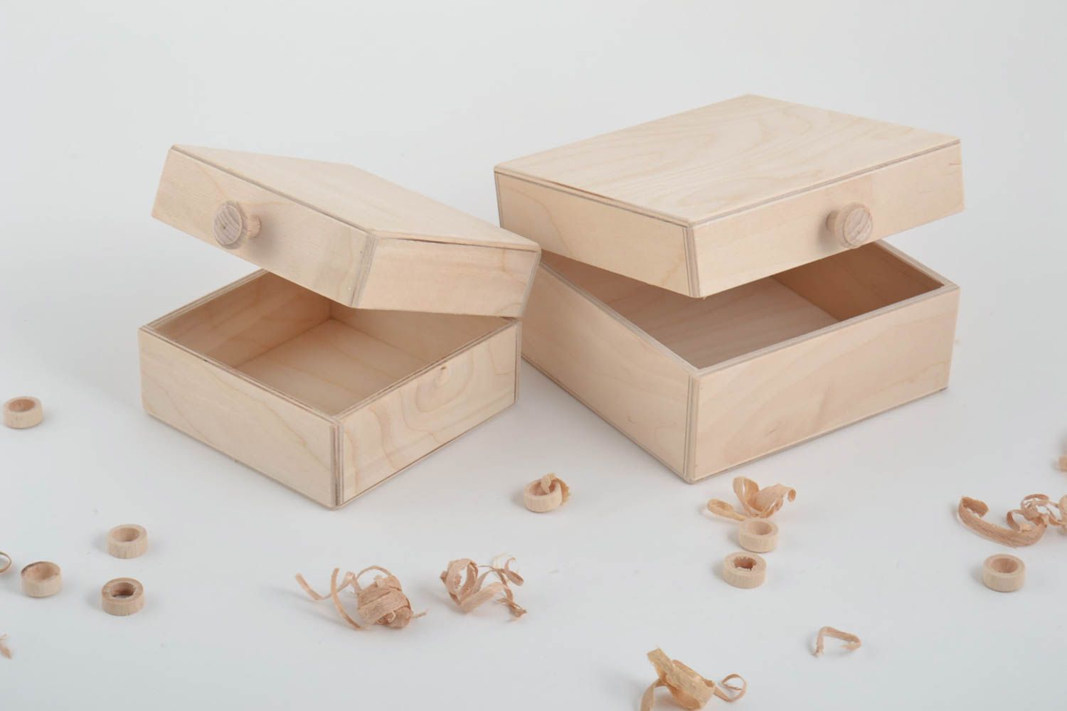 Set de boîtes en bois fait main Coffret à bijoux 2 pièces Boîtes à décorer photo 1