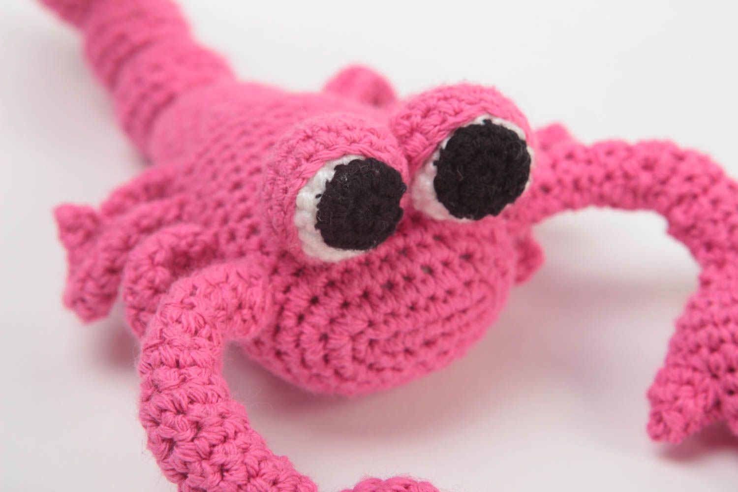 Juguete artesanal tejido peluche para niños regalo original Escorpión rosado foto 3
