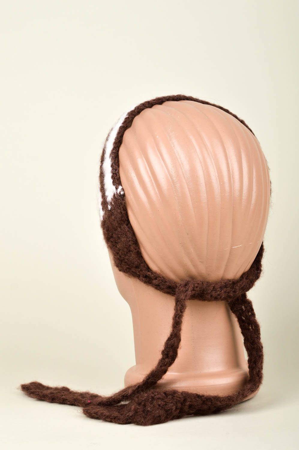 Bandeau Cache-oreilles fait main tricoté au crochet marron Accessoire enfant photo 3