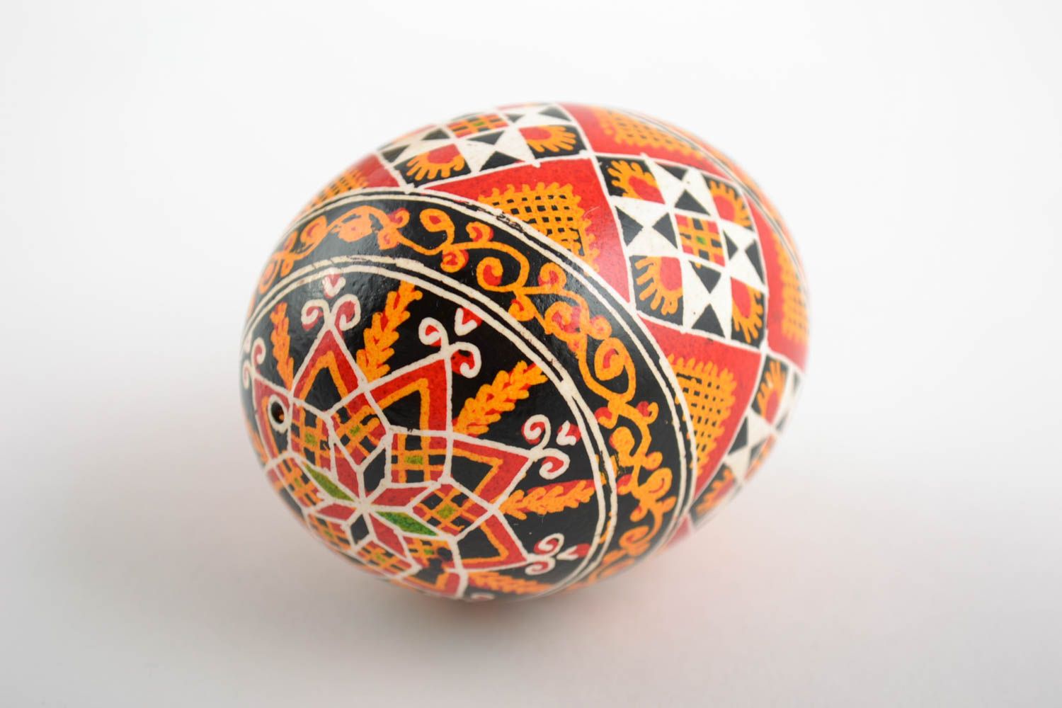 Beautiful Easter egg painted with acrylics handmade chicken blown egg pysanka photo 3
