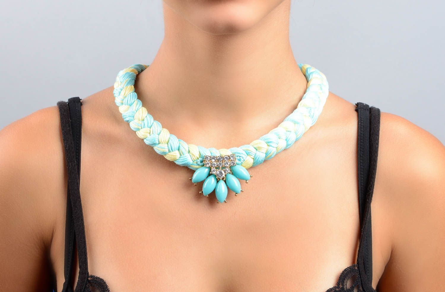 Handmade textile necklace stylish designer necklace beautiful accessory photo 5
