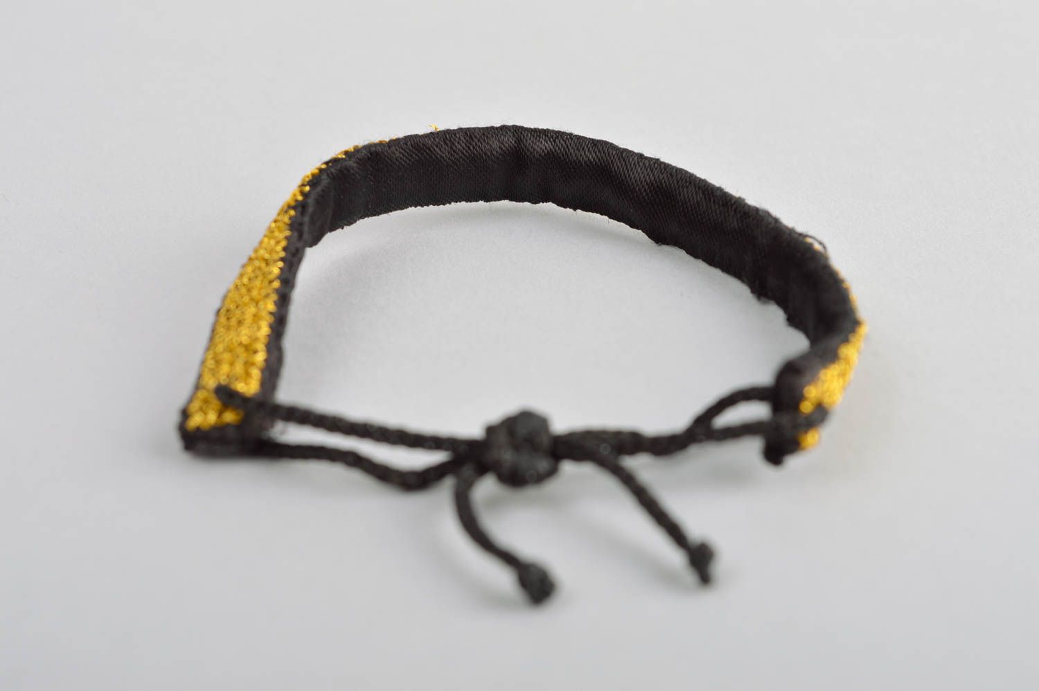 Accessoire bracelet Bijou fait main jaune original brodé stylé Cadeau femme photo 3