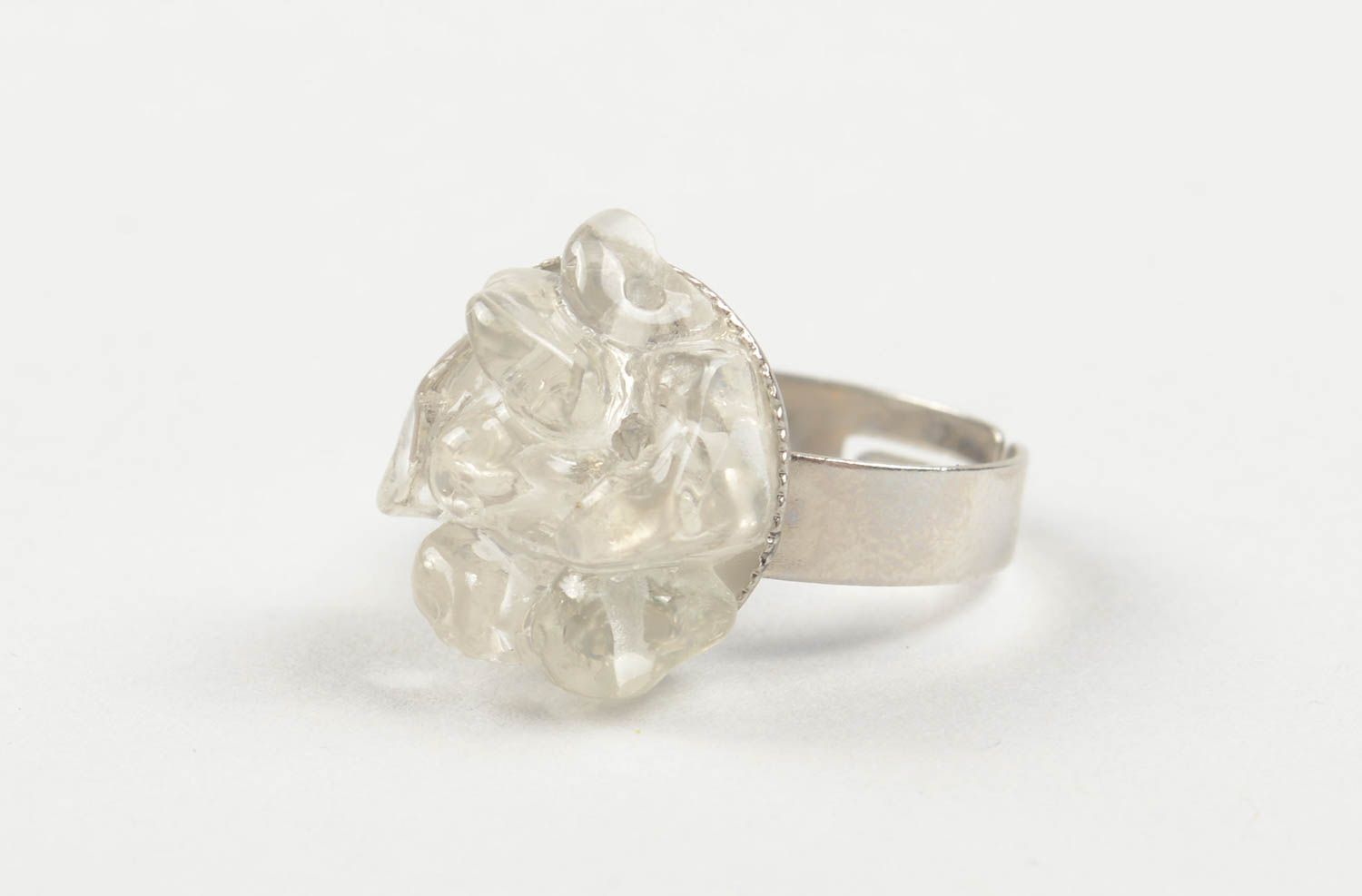 Großer Ring am Finger handmade Metall Schmuck mit Kristall originelles Geschenk foto 3