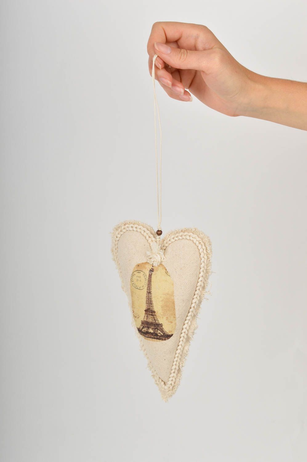 Handmade soft toy soft heart Christmas hanging home decor decorative use only photo 3