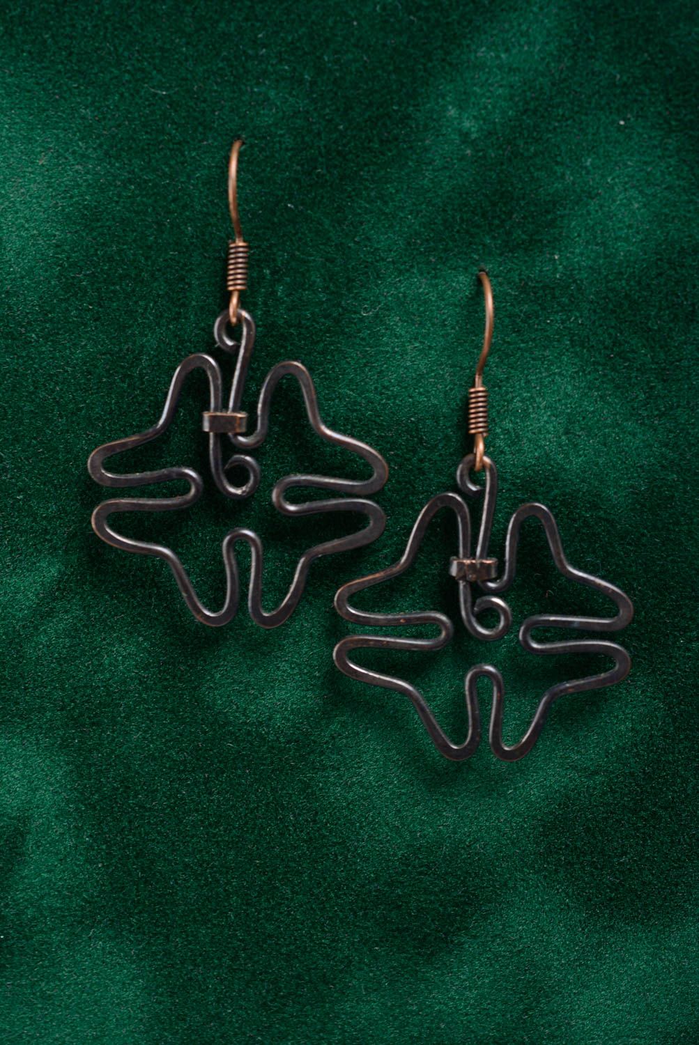 Handmade copper earrings elegant dangling earrings simple metal jewelry photo 1