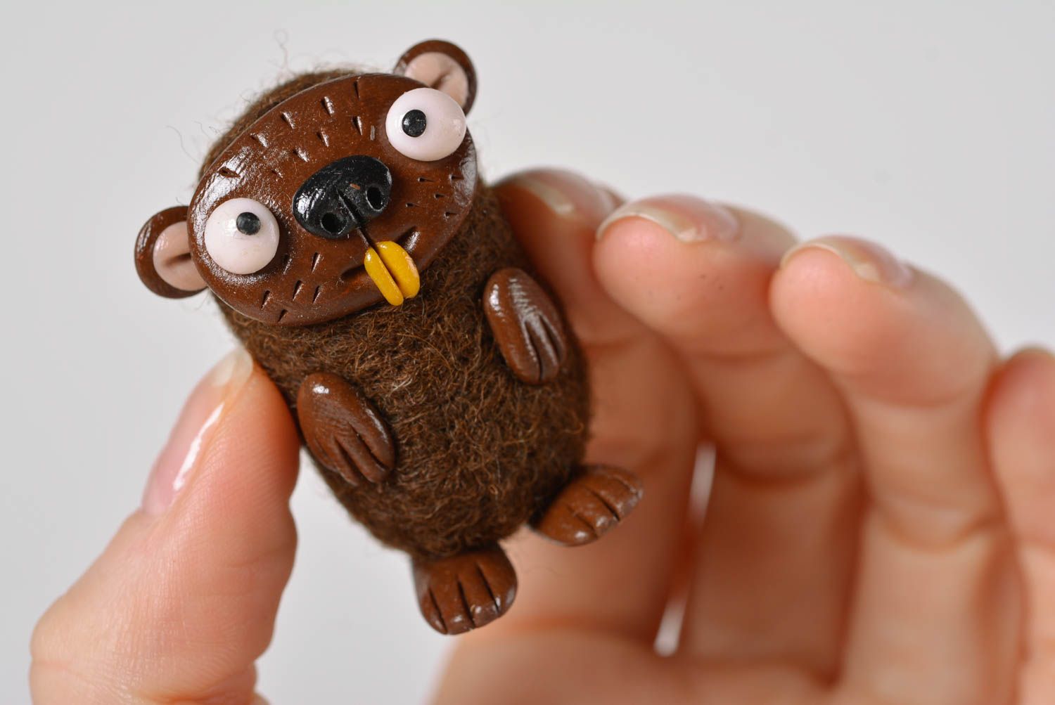 Handmade felted wool beaver figurine designer present for children home decor photo 4