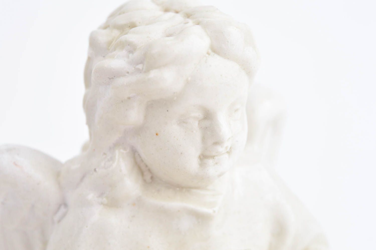 Statuette ange faite main Figurine en plâtre blanche peinte Déco maison photo 5