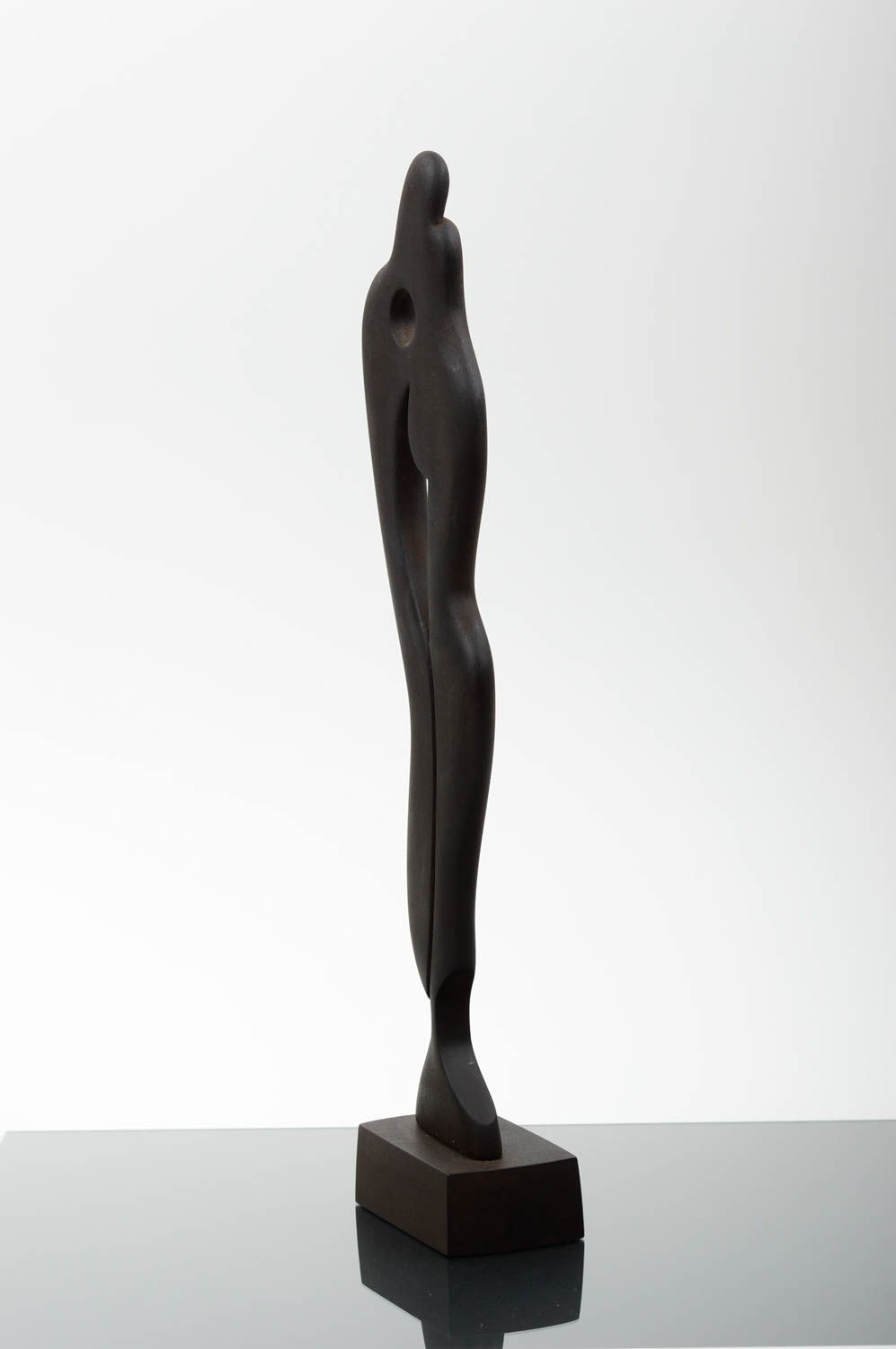 Figurine décorative fait main Statuette en bois noire couple Cadeau original photo 4