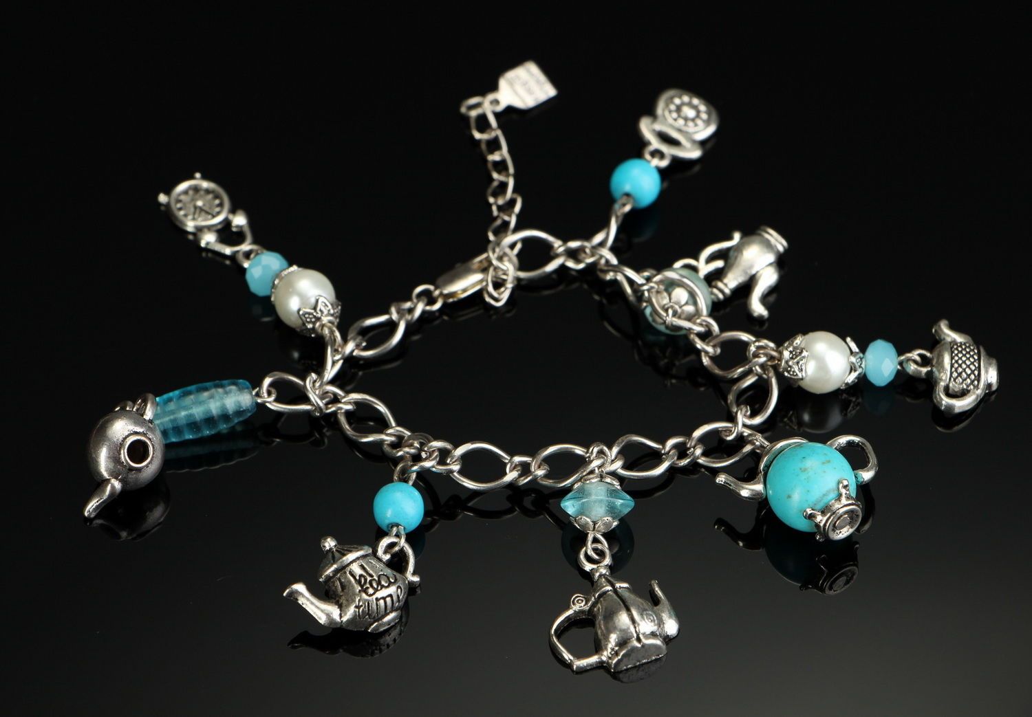 Wrisr bracelet with turquoise and crystal photo 2
