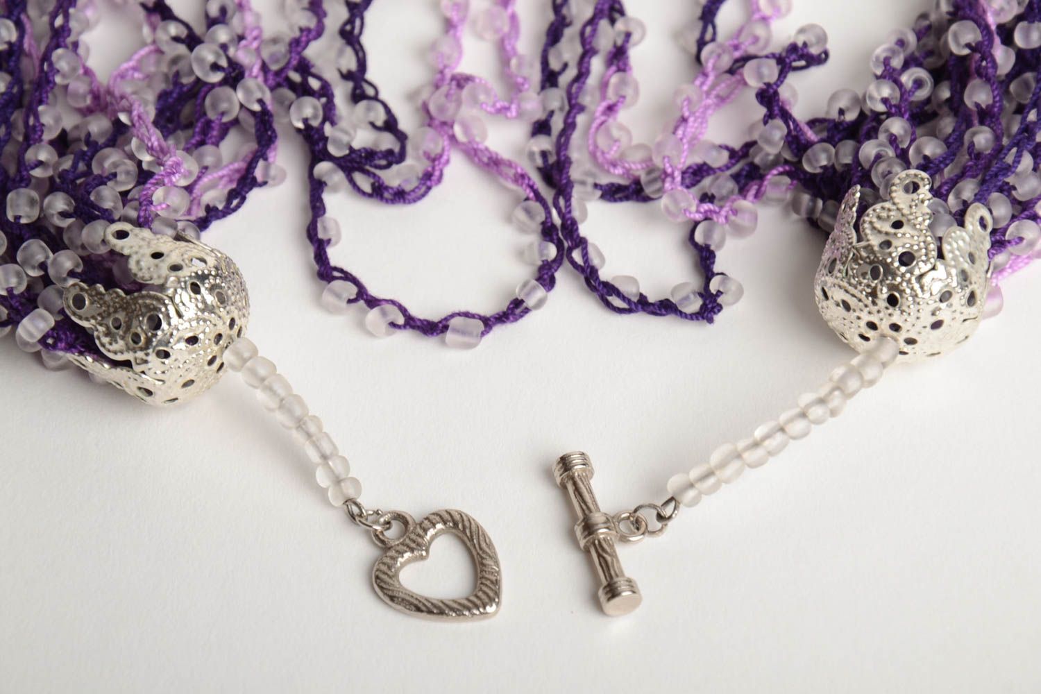 Violettes Collier aus Glasperlen künstlerischer schöner Halsschmuck für Frauen foto 4