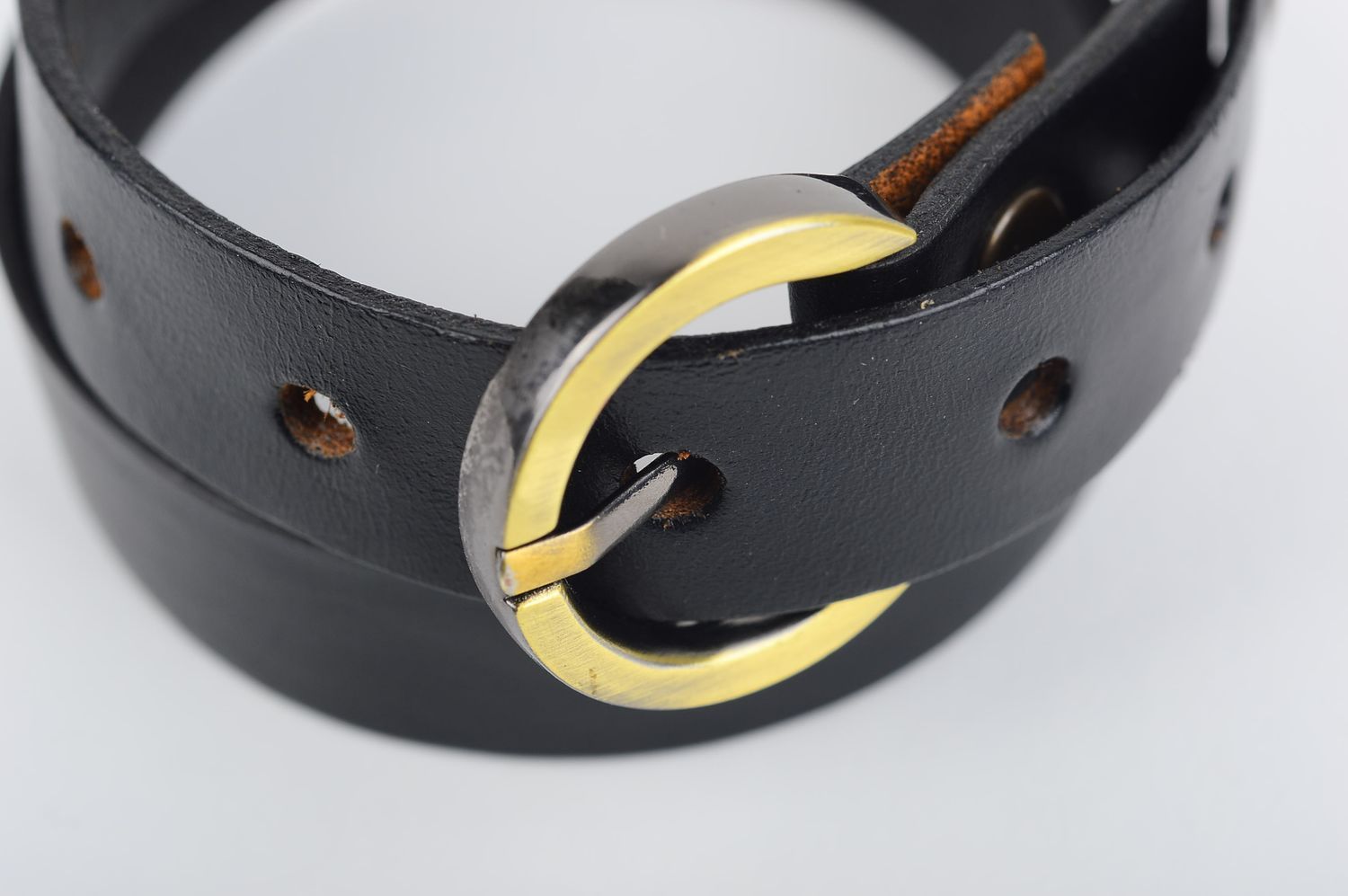 Handmade schwarzes Leder Armband Designer Schmuck Accessoire für Männer Gürtel foto 4