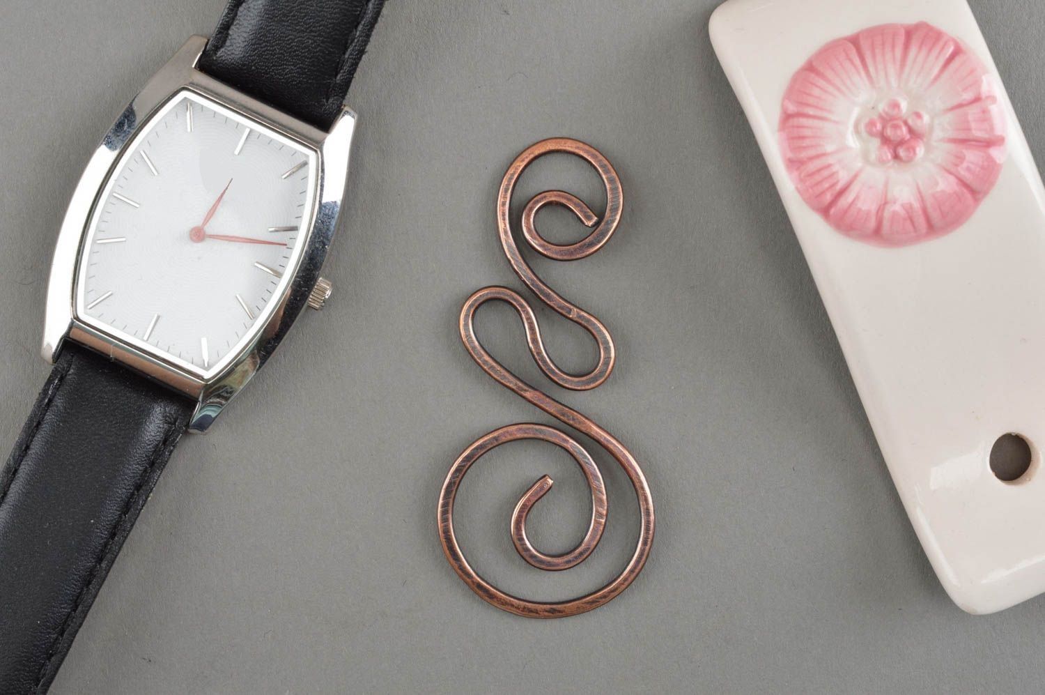 Handmade forged metal pendant designer copper accessory massive jewelry photo 1