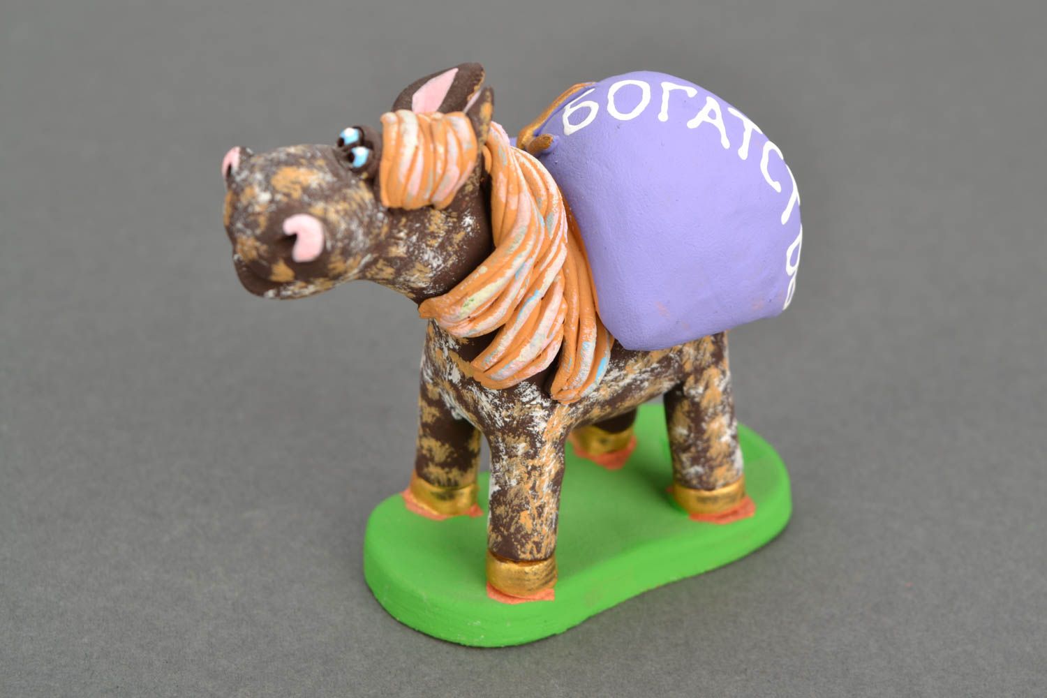 Statuetta cavallo in argilla fatta a mano figurina decorativa in ceramica  foto 4
