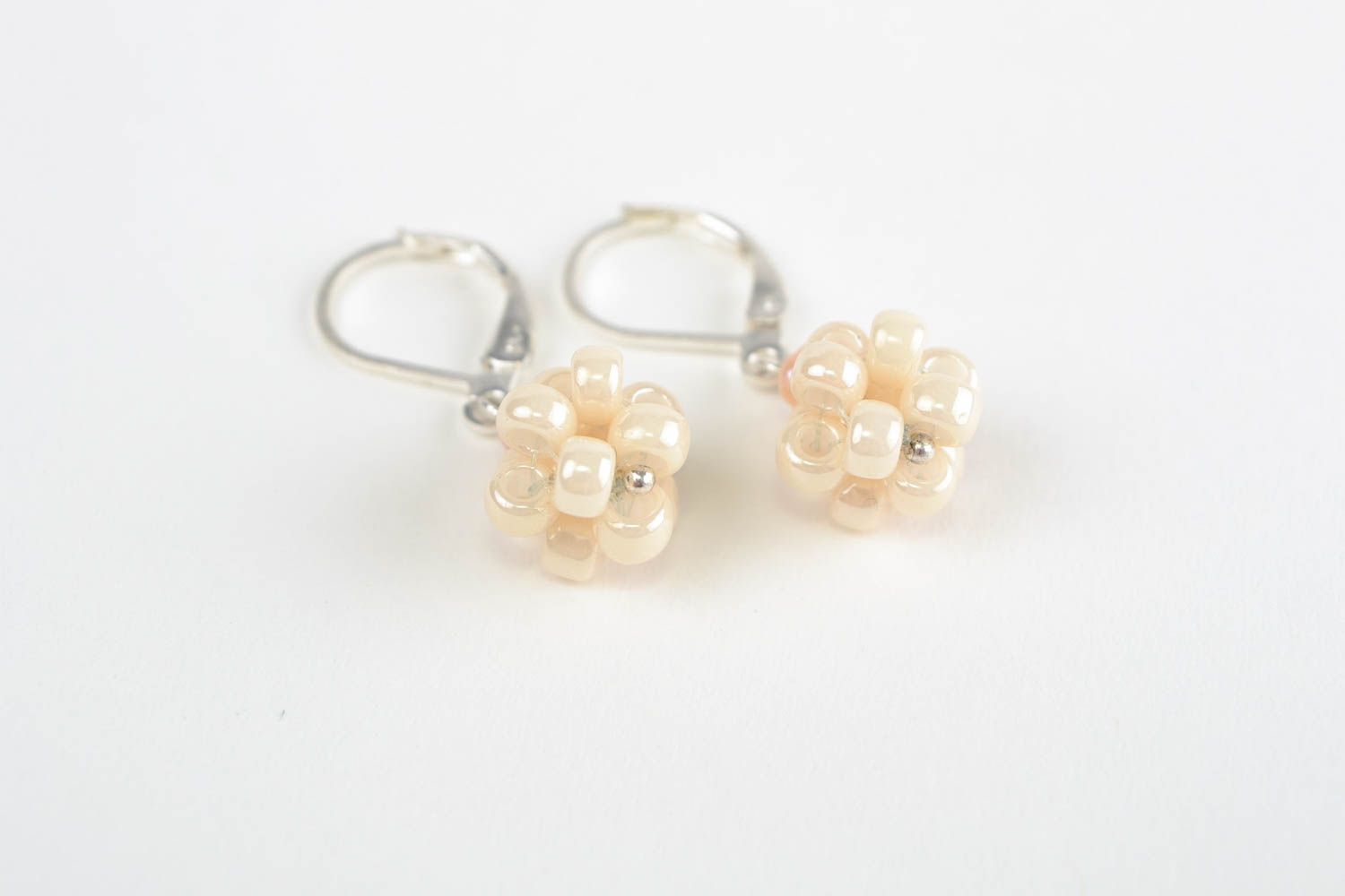 Handmade river pearl earrings designer beaded jewelry unique bijouterie present photo 4