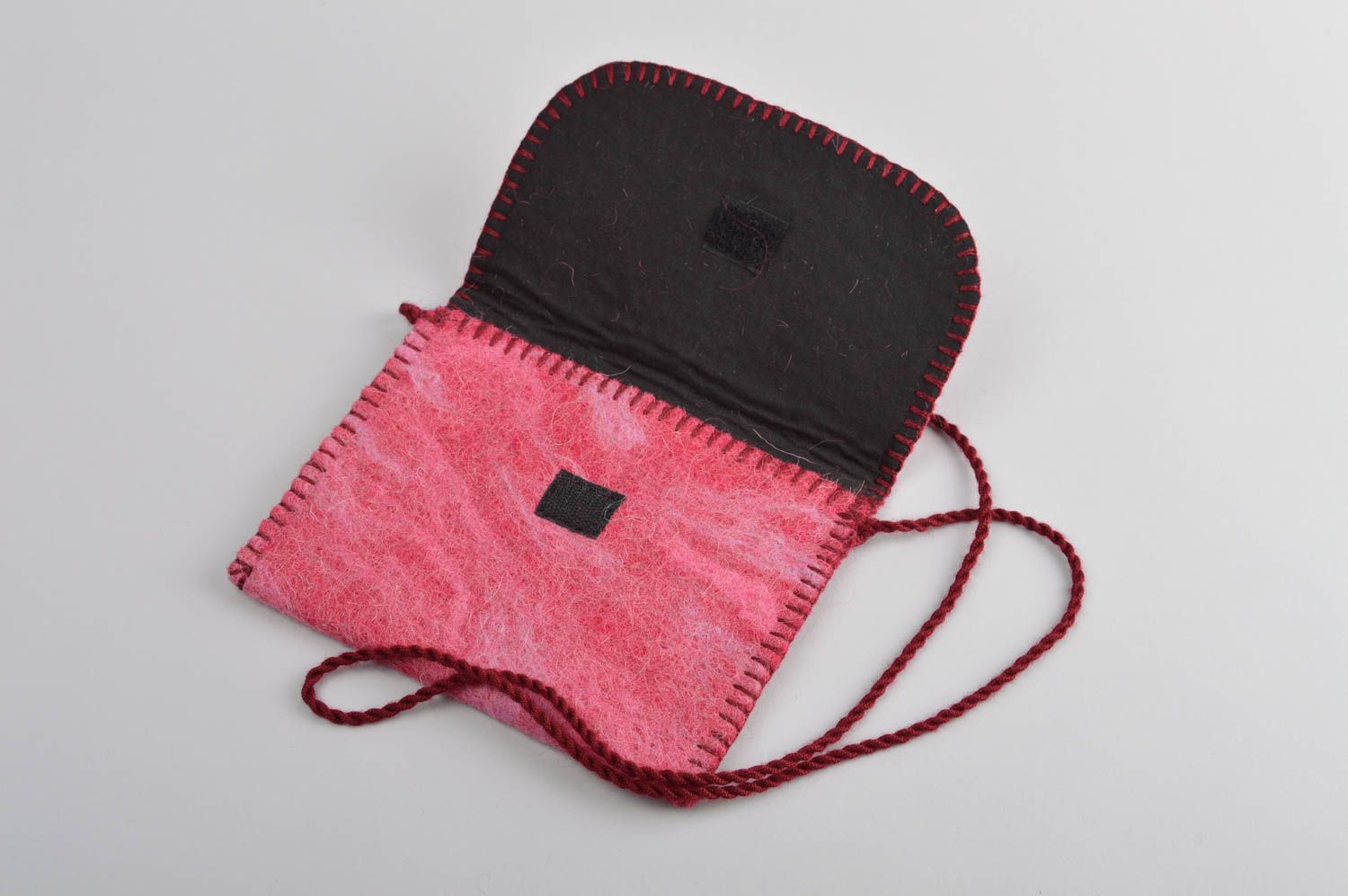 Сумка ручной работы сумка из войлока через плечо розовая сумка валяние фото 3