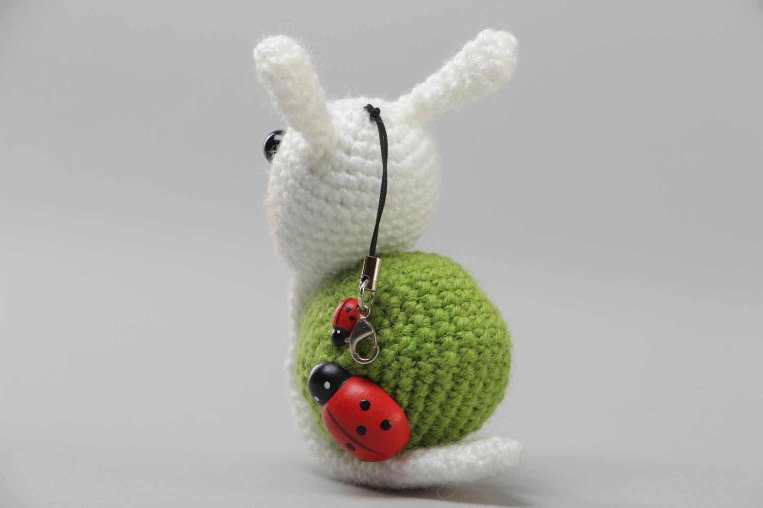 Handmade crochet soft toy snail created of acrylic threads for children photo 4